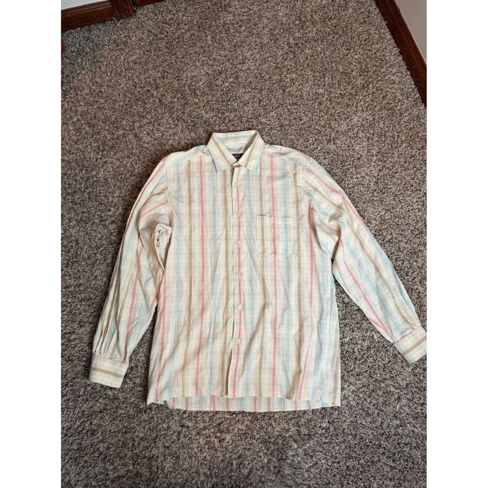 Ermenegildo Zegna Mens M Striped Button Down Shirt Long Sleeve Cotton Turkey - Picture 1 of 7